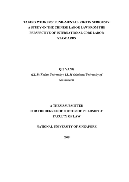 A Study on the Chinese Labor Law from the Perspective of International Core Labor Standards