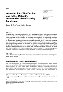 The Decline and Fall of Detroit's Automotive Manufacturing Landscape