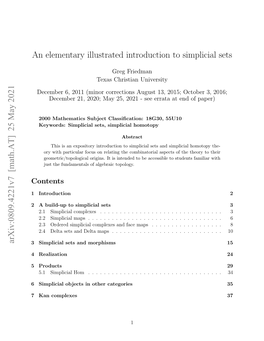 An Elementary Illustrated Introduction to Simplicial Sets Arxiv:0809.4221V7