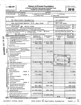 Form 990-PF Return of Private Foundation OMB No 1545-0052 Or Section 4947(A)(1) Nonexempt Charitable Trust ^O O