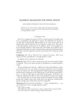 Algebraic Realization for Simple Groups