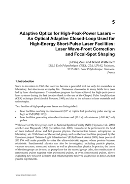 Adaptive Optics for High-Peak-Power Lasers – An