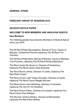 General Synod February Group