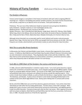 History of Furry Fandom (Draft Version 0.75 by Dronon, February 2020)