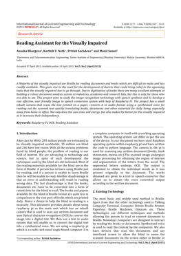 Reading Assistant for the Visually Impaired