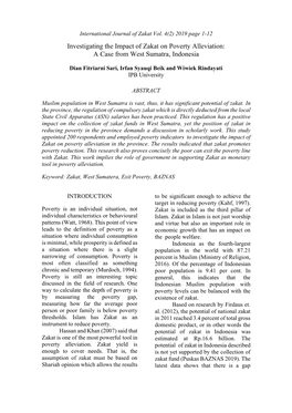 Investigating the Impact of Zakat on Poverty Alleviation: a Case from West Sumatra, Indonesia