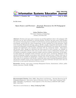 Open Source and Freeware–Strategic Resources for IS Pedagogical