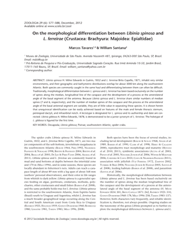 On the Morphological Differentiation Between Libinia Spinosa and L. Ferreirae (Crustacea: Brachyura: Majoidea: Epialtidae)