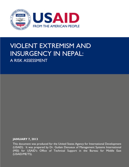 Violent Extremism and Insurgency in Nepal: a Risk Assessment