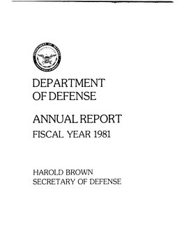 Department of Defense Annual Report Fiscal Year 1981