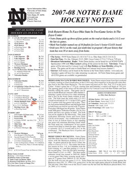 2007-08 Notre Dame Hockey Notes