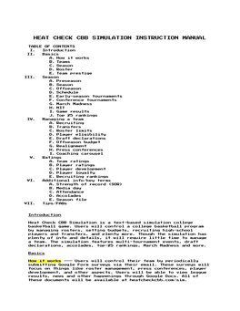 Heat Check Cbb Simulation Instruction Manual