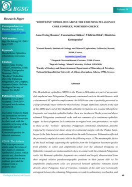 Rootless” Ophiolites Above the Exhuming Pelagonian Core Complex, Northern Greece