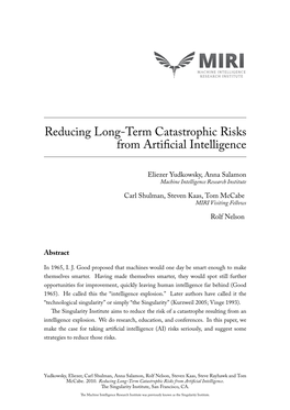 Reducing Long-Term Catastrophic Risks from Artificial Intelligence