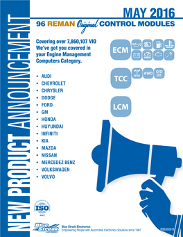 May 2016 96 Reman Control Modules