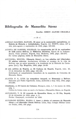 Bibliografía De Manuelita Sáenz