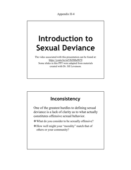 Introduction to Sexual Deviance