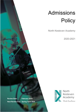 North Hykeham North Kesteven School Admissions Policy 2020-21