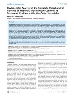 Genome of Madurella Mycetomatis Confirms Its Taxonomic Position Within the Order Sordariales