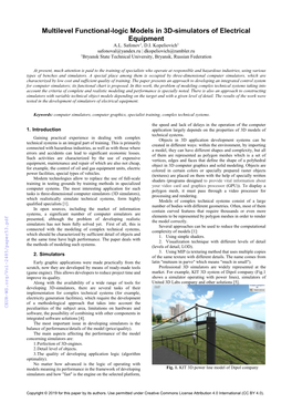 Multilevel Functional-Logic Models in 3D-Simulators of Electrical Equipment A.L