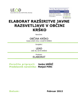 Elaborat Razširitve Javne Razsvetljave V Občini Krško