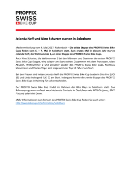 Jolanda Neff Und Nino Schurter Starten in Solothurn