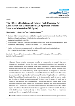 The Effects of Isolation and Natural Park Coverage for Landrace in Situ Conservation: an Approach from the Montseny Mountains (NE Spain)