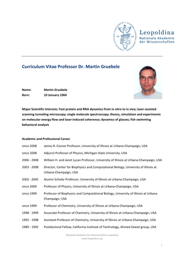 Curriculum Vitae Professor Dr. Martin Gruebele