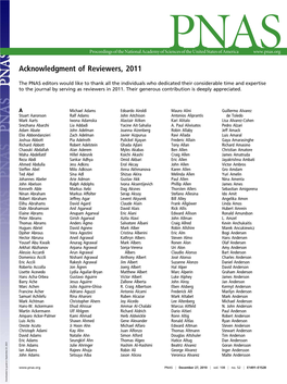 Pnas Acknowledgement