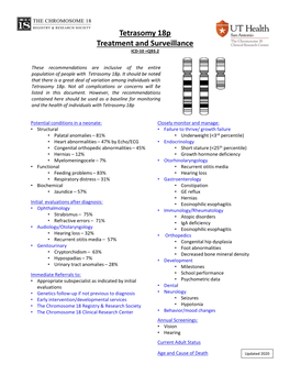 Tetrasomy 18P Treatment and Surveillance ICD-10 =Q93.2