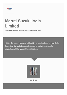 Maruti Suzuki India Limited