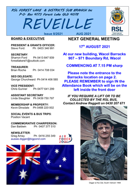 Reveilleissue 8/2021 AUG 2021 BOARD & EXECUTIVE NEXT GENERAL MEETING