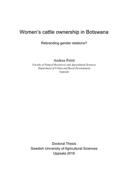 Women's Cattle Ownership in Botswana