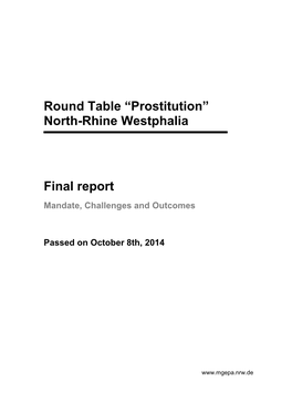 Round Table “Prostitution” North-Rhine Westphalia Final Report