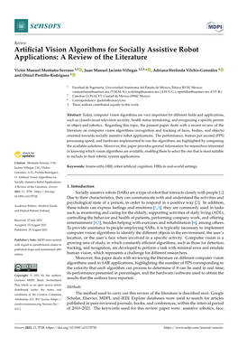 Artificial Vision Algorithms for Socially Assistive Robot Applications