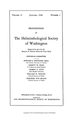 Proceedings of the Helminthological Society of Washington 15(1) 1948