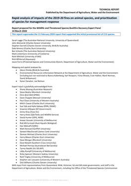 Full Report on the Assessment of Animal Species Vulnerability to Fire