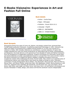 E-Books Visionaire: Experiences in Art and Fashion Full Online