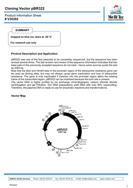 Cloning Vector Pbr322