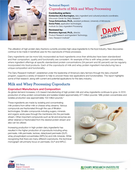 Milk and Whey Processing Coproducts