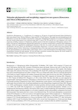 Molecular Phylogenetics and Morphology Support Two New Genera (Memoremea and Nihon) of Boraginaceae S.S