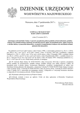 Uchwała Nr XLII/317/2017 Z Dnia 25 Września 2017 R