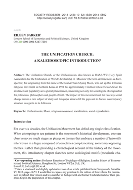 The Unification Church: a Kaleidoscopic Introduction2
