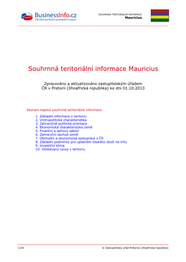 SOUHRNNÁ TERITORIÁLNÍ INFORMACE Mauricius
