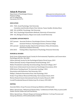 Adam R. Pearson Department of Psychological Science Adam.Pearson (At) Pomona.Edu Pomona College 647 N