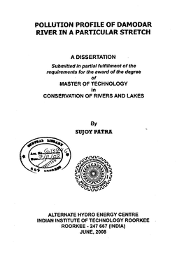 Pollution Profile of Damodar River in a Particular Stretch