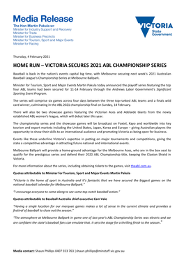 Home Run – Victoria Secures 2021 Abl Championship Series