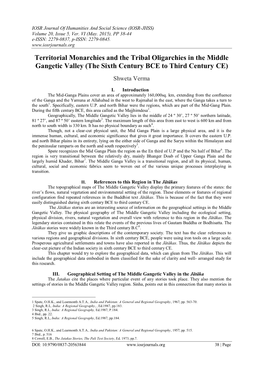 Territorial Monarchies and the Tribal Oligarchies in the Middle Gangetic Valley (The Sixth Century BCE to Third Century CE)