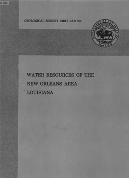 WATER RESOURCES of the NEW ORLEANS AREA LOUISIANA UNITED STATES DEPARTMENT of the INTERIOR Fred A