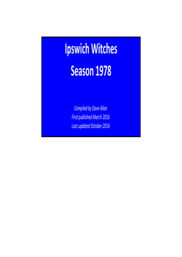 Ipswich Witches Season 1978